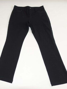 NYDJ Women's Marilyn Straight Sculpt Her Ponte Pants Size 8 Petite Black Stretch